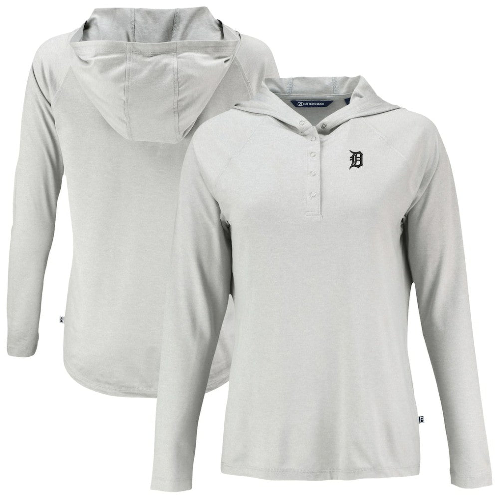 Detroit Tigers Cutter & Buck Women's Coastline Epic Comfort Eco Recycled Raglan Long Sleeve Hoodie T-Shirt - Gray - MLB Online