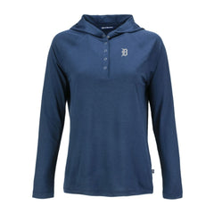 Detroit Tigers Cutter & Buck Women's Coastline Epic Comfort Eco Recycled Raglan Long Sleeve Hoodie T-Shirt - Navy - MLB Discount