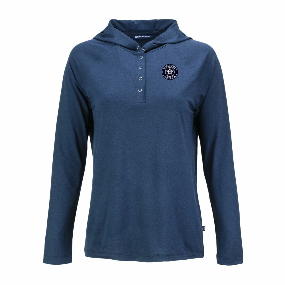Houston Astros Cutter & Buck Women's Coastline Epic Comfort Eco Recycled Raglan Long Sleeve Hoodie T-Shirt - Navy - MLB Online