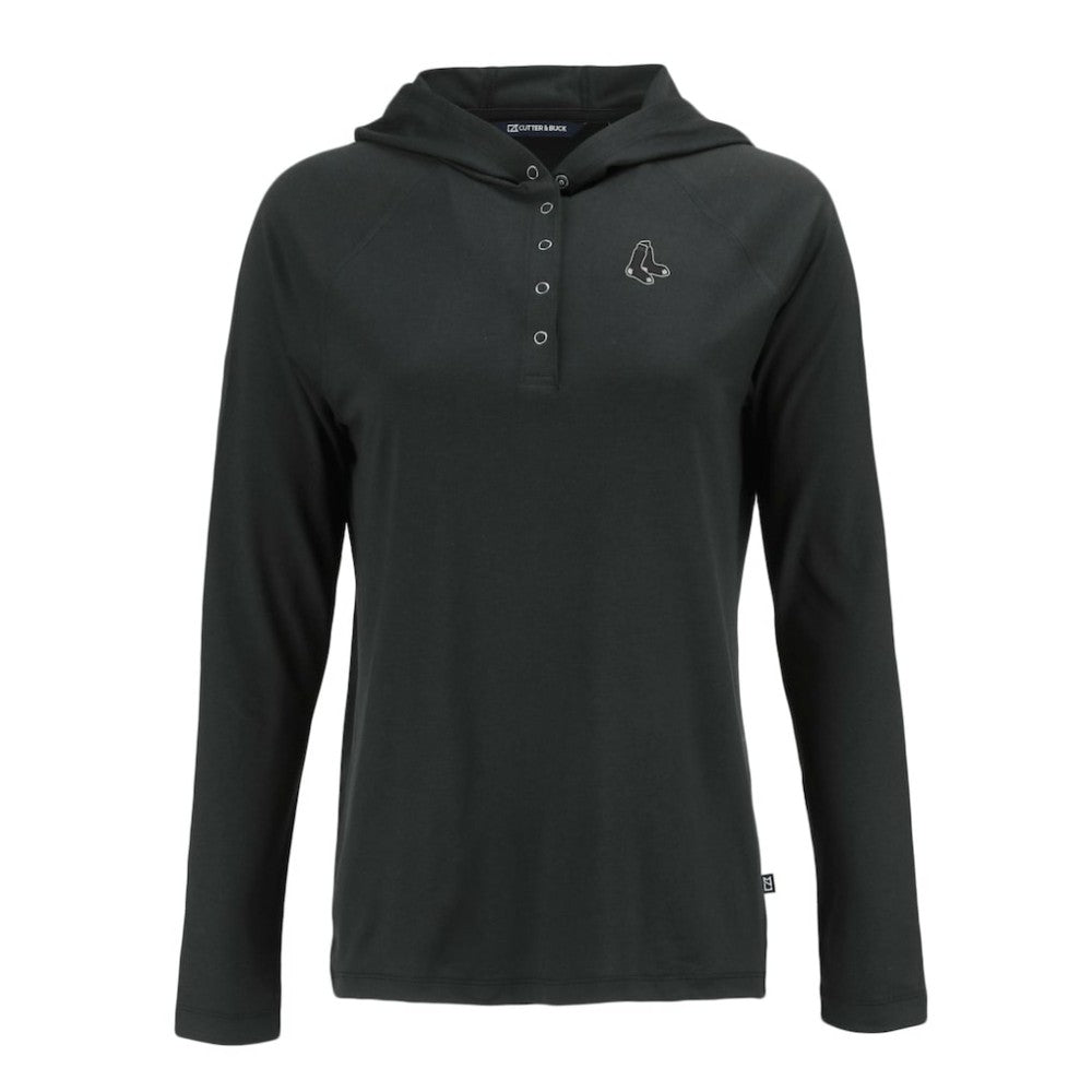 Boston Red Sox Cutter & Buck Women's Coastline Epic Comfort Eco Recycled Raglan Long Sleeve Hoodie T-Shirt - Black - MLB Online