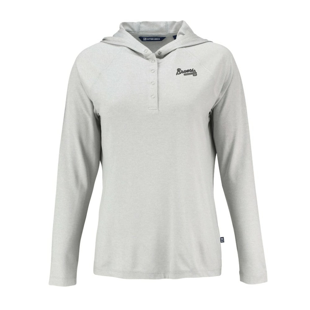 Atlanta Braves Cutter & Buck Women's Coastline Epic Comfort Eco Recycled Raglan Long Sleeve Hoodie T-Shirt - Gray - MLB Online
