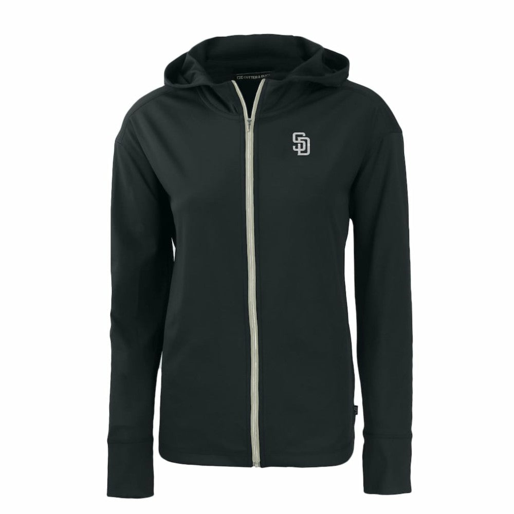 San Diego Padres Cutter & Buck Women's Daybreak Eco Recycled Full-Zip Hoodie - Black - MLB Sale