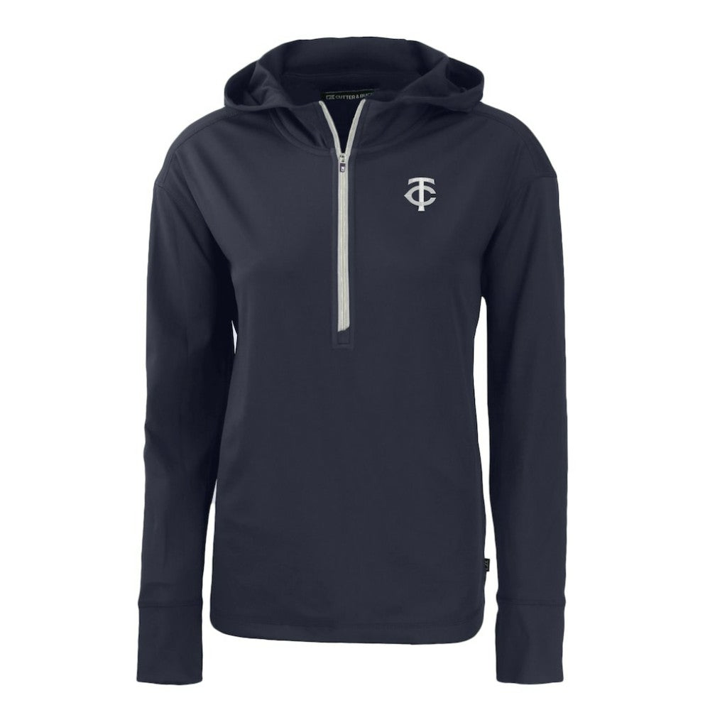 Minnesota Twins Cutter & Buck Women's Daybreak Eco Recycled Half-Zip Hoodie - Navy - MLB on Sale