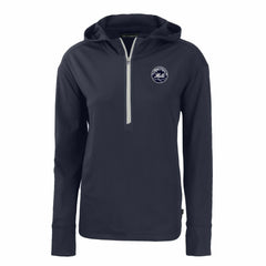New York Mets Cutter & Buck Women's Daybreak Eco Recycled Half-Zip Hoodie - Navy - MLB Discount