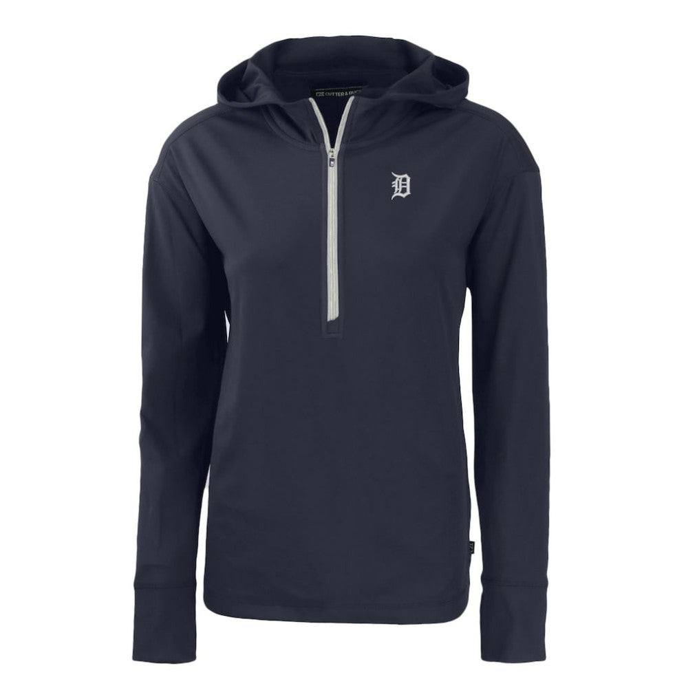 Detroit Tigers Cutter & Buck Women's Daybreak Eco Recycled Half-Zip Hoodie - Navy - MLB Lifestyle