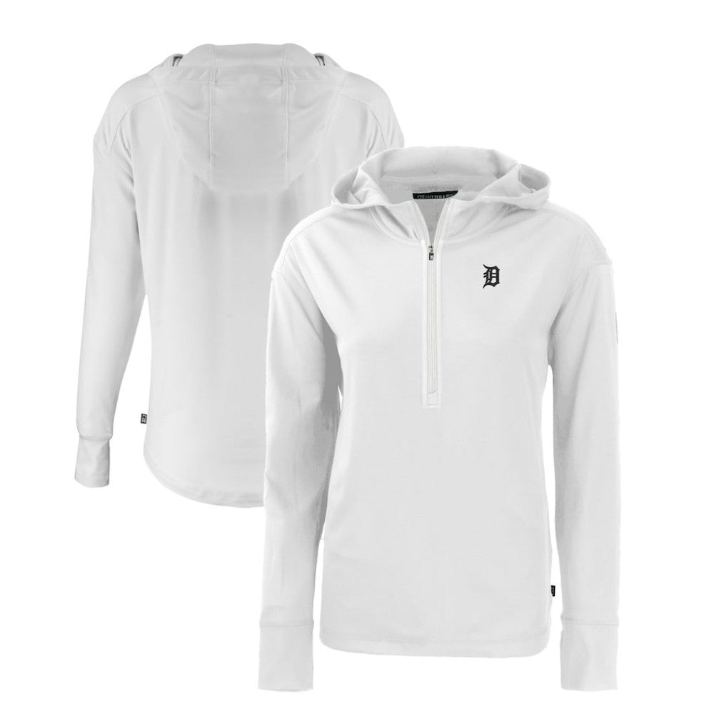 Detroit Tigers Cutter & Buck Women's Daybreak Eco Recycled Half-Zip Hoodie - White - MLB Sale