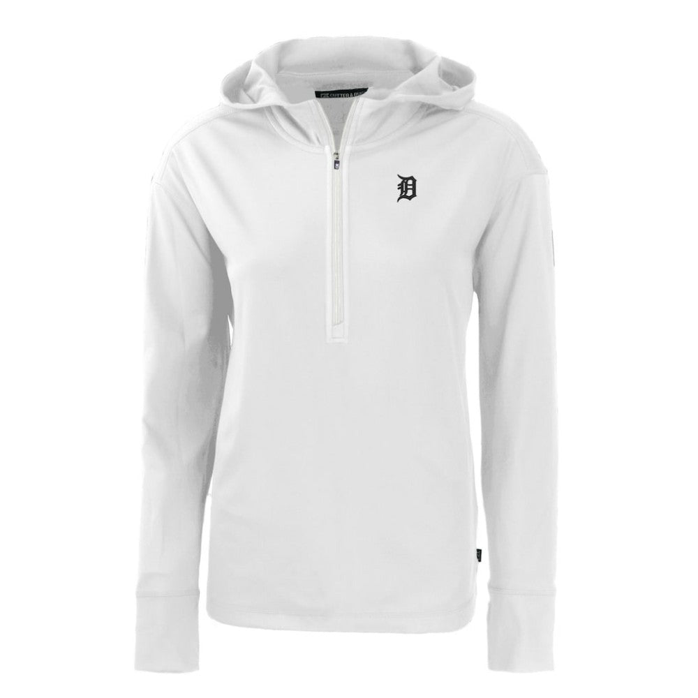 Detroit Tigers Cutter & Buck Women's Daybreak Eco Recycled Half-Zip Hoodie - White - MLB Sale