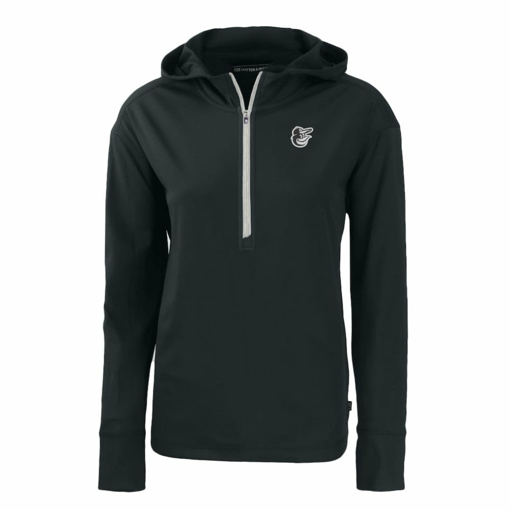 Baltimore Orioles Cutter & Buck Women's Daybreak Eco Recycled Half-Zip Hoodie - Black - MLB on Sale