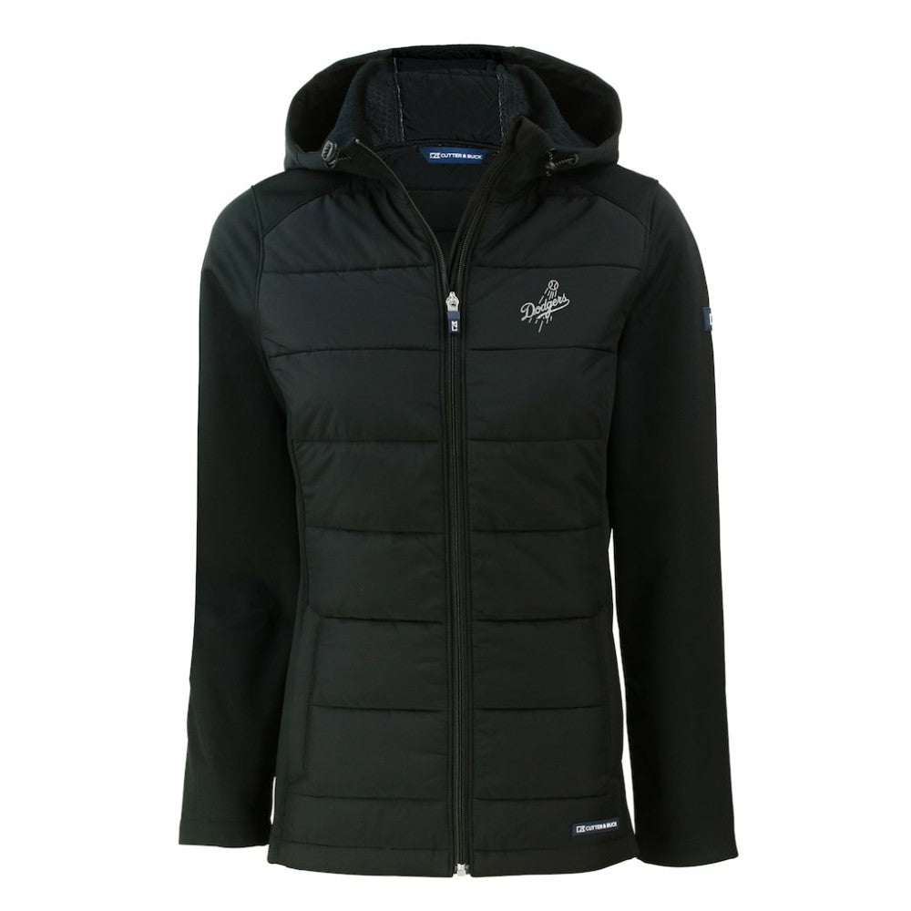 Los Angeles Dodgers Cutter & Buck Women's Evoke Hybrid Eco Softshell Recycled Full-Zip Hooded Jacket - Black - MLB Online
