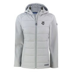 Minnesota Twins Cutter & Buck Women's Evoke Hybrid Eco Softshell Recycled Full-Zip Hooded Jacket - Gray - MLB Online