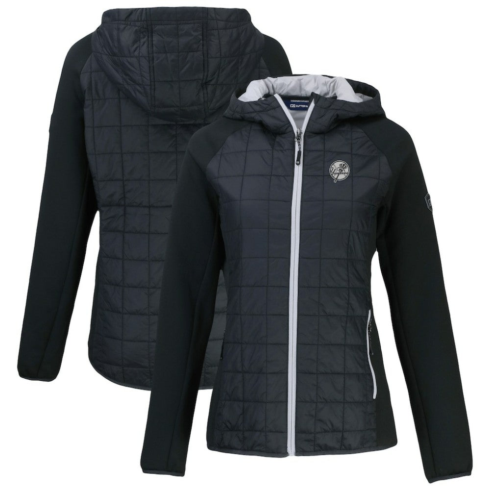 New York Yankees Cutter & Buck Women's Rainier Primaloft Eco Full-Zip Hybrid Jacket - Black - MLB Lifestyle