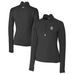 Minnesota Twins Cutter & Buck Women's Traverse Stretch Quarter-Zip Pullover Top - Black - MLB Discount