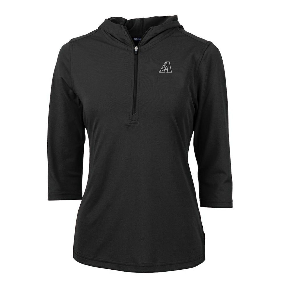 Arizona Diamondbacks Cutter & Buck Women's Virtue Eco Pique Half-Zip 3/4 Sleeve Pullover Hoodie - Black - MLB Sale