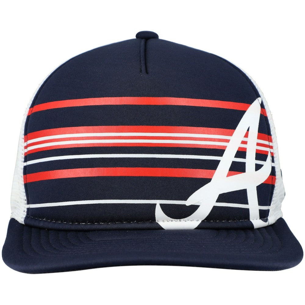 Atlanta Braves New Era A-Frame Trucker 9FIFTY Snapback Hat - Navy - New Era Sale