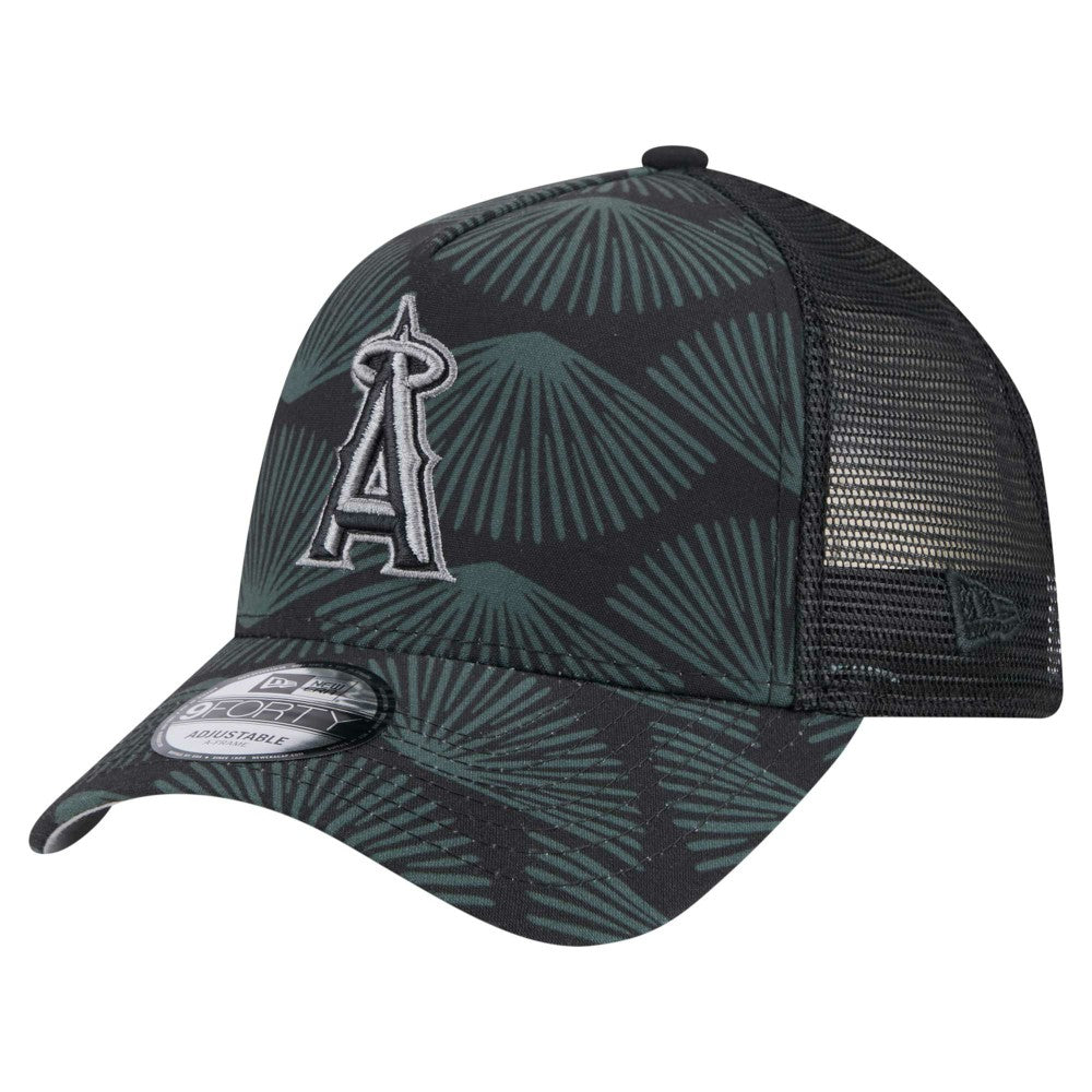 Los Angeles Angels New Era 9FORTY A-Frame Trucker Adjustable Hat - Black - New Era on Sale