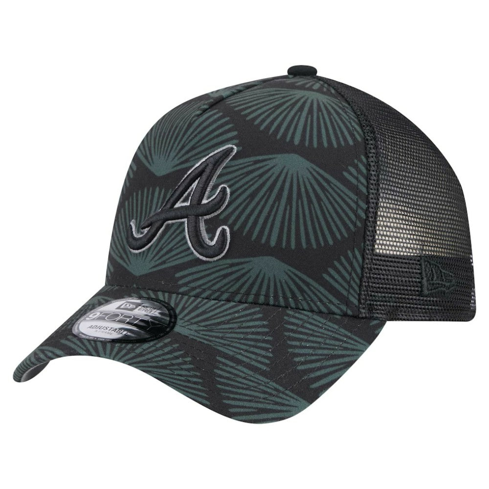 Atlanta Braves New Era 9FORTY A-Frame Trucker Adjustable Hat - Black - New Era Online
