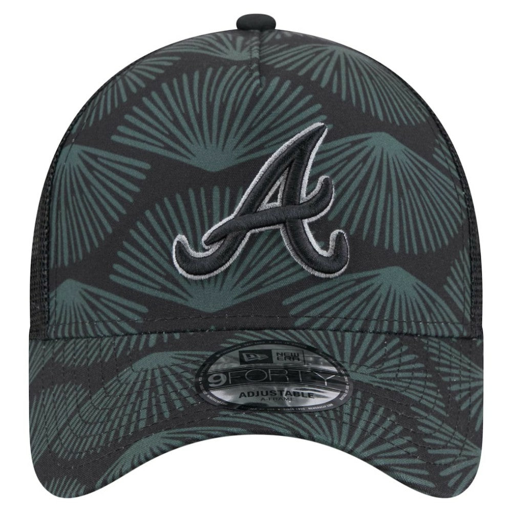 Atlanta Braves New Era 9FORTY A-Frame Trucker Adjustable Hat - Black - New Era Online