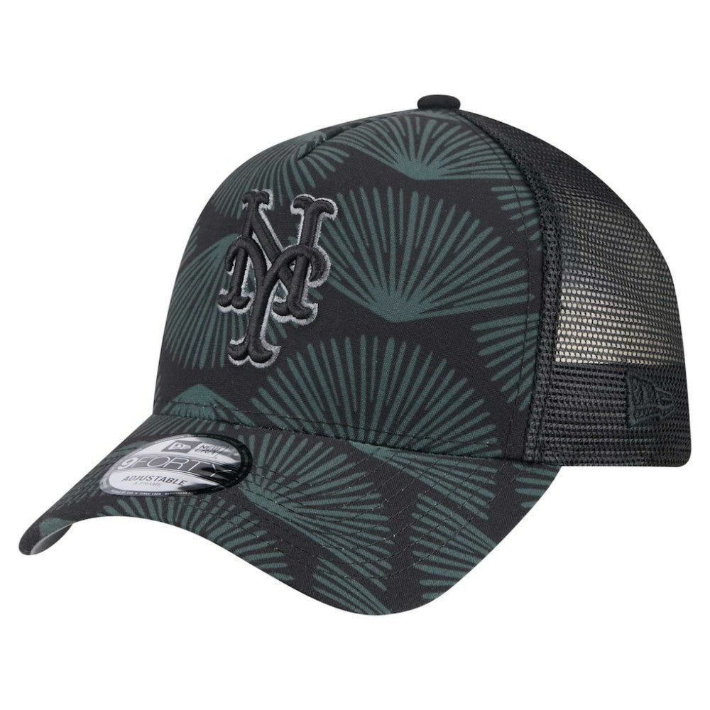 New York Mets New Era 9FORTY A-Frame Trucker Adjustable Hat - Black - New Era Sale