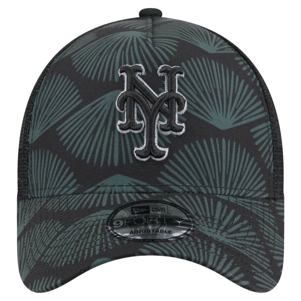 New York Mets New Era 9FORTY A-Frame Trucker Adjustable Hat - Black - New Era Sale