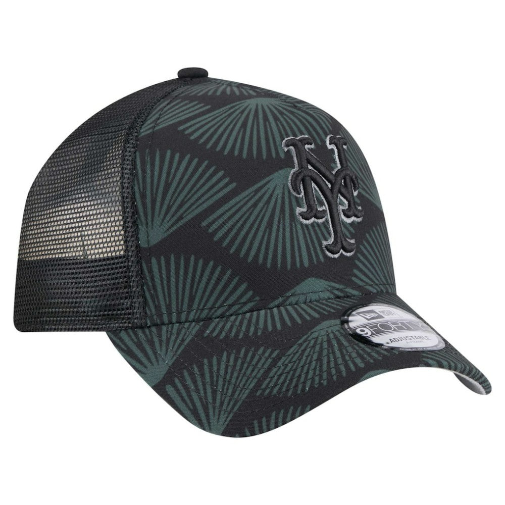 New York Mets New Era 9FORTY A-Frame Trucker Adjustable Hat - Black - New Era Sale