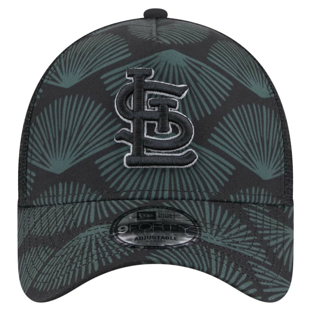 St. Louis Cardinals New Era 9FORTY A-Frame Trucker Adjustable Hat - Black - New Era Discount