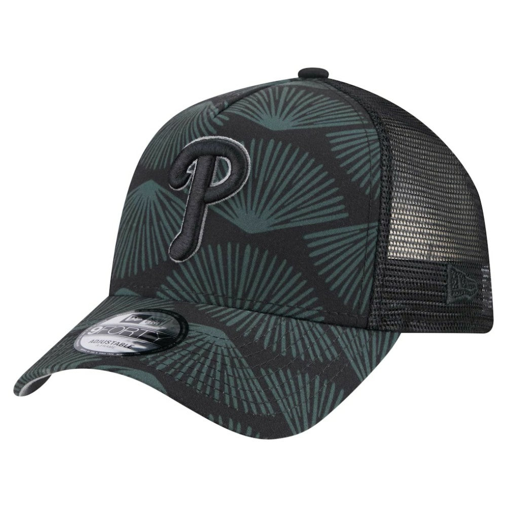 Philadelphia Phillies New Era 9FORTY A-Frame Trucker Adjustable Hat - Black - New Era Discount