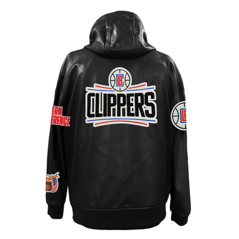 LA Clippers Jeff Hamilton Vegan Leather Full-Zip Hoodie Black