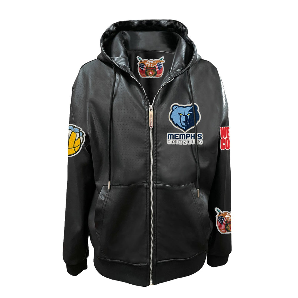 Memphis Grizzlies Jeff Hamilton Vegan Leather Full-Zip Hoodie Black