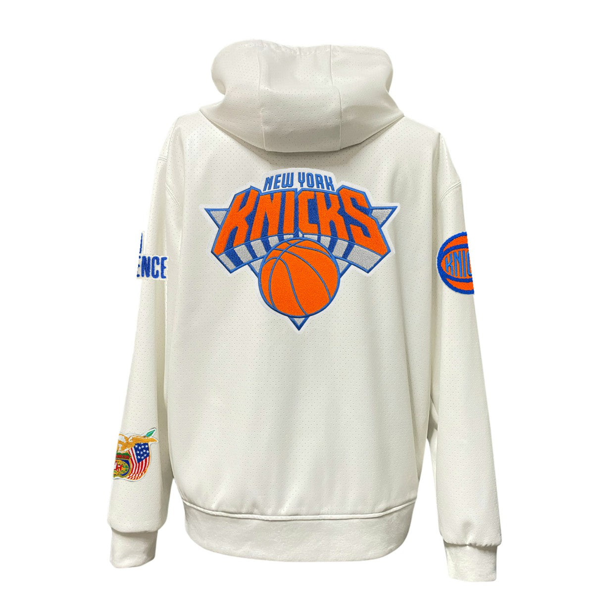 New York Knicks Jeff Hamilton Vegan Leather Full-Zip Hoodie White