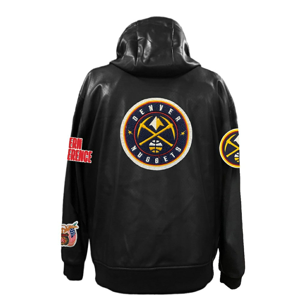 Denver Nuggets Jeff Hamilton Vegan Leather Full-Zip Hoodie Black