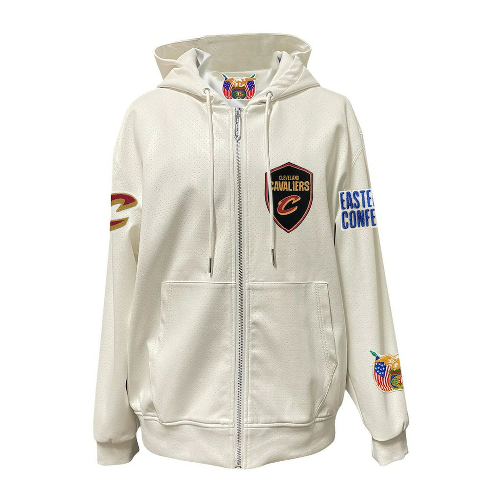 Cleveland Cavaliers Jeff Hamilton Vegan Leather Full-Zip Hoodie White