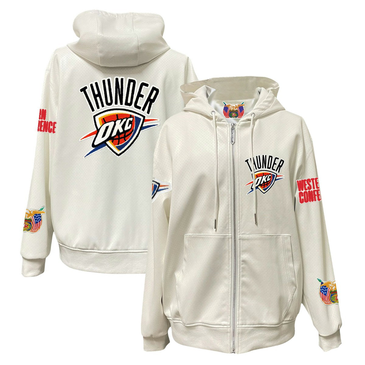 Oklahoma City Thunder Jeff Hamilton Vegan Leather Full-Zip Hoodie White