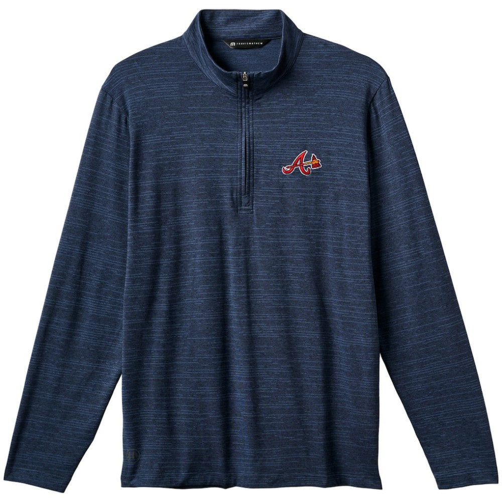 Atlanta Braves TravisMathew The Heater Quarter-Zip Pullover Top - Navy - MLB Discount