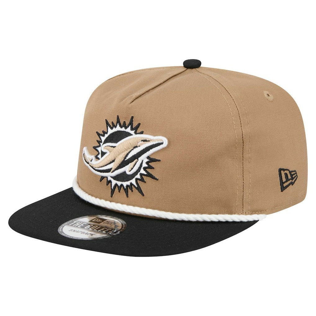 Miami Dolphins New Era Desert Golfer Snapback Hat Khaki/Black