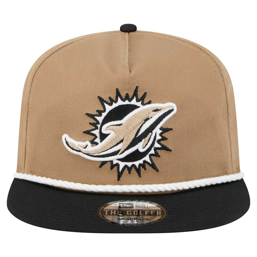 Miami Dolphins New Era Desert Golfer Snapback Hat Khaki/Black