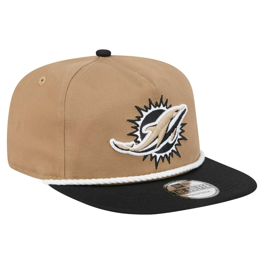 Miami Dolphins New Era Desert Golfer Snapback Hat Khaki/Black