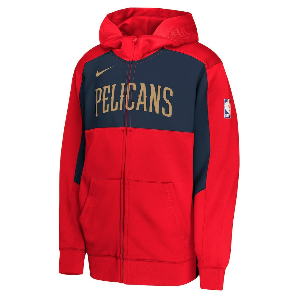 New Orleans Pelicans Youth Authentic On-Court Showtime Performance Full-Zip Hoodie Red/Navy | Nike discount