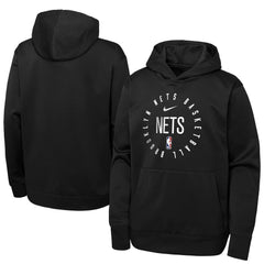 Brooklyn Nets Youth Performance Practice Spotlight Pullover Hoodie Black | Nike