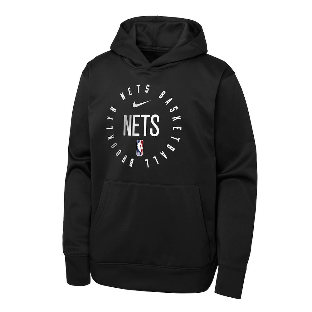 Brooklyn Nets Youth Performance Practice Spotlight Pullover Hoodie Black | Nike