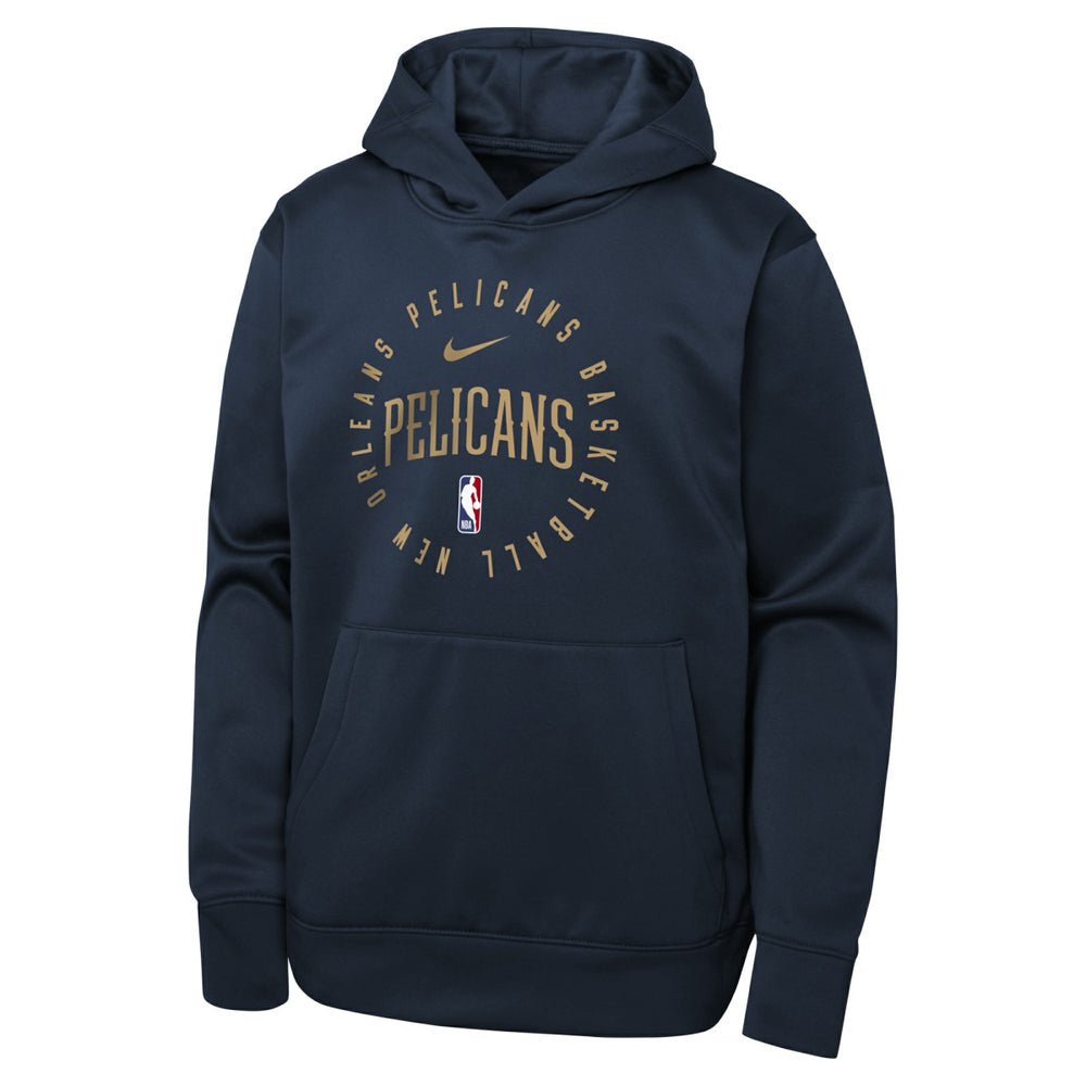 New Orleans Pelicans Youth Performance Practice Spotlight Pullover Hoodie Navy | Nike for sale