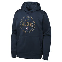 New Orleans Pelicans Youth Performance Practice Spotlight Pullover Hoodie Navy | Nike for sale