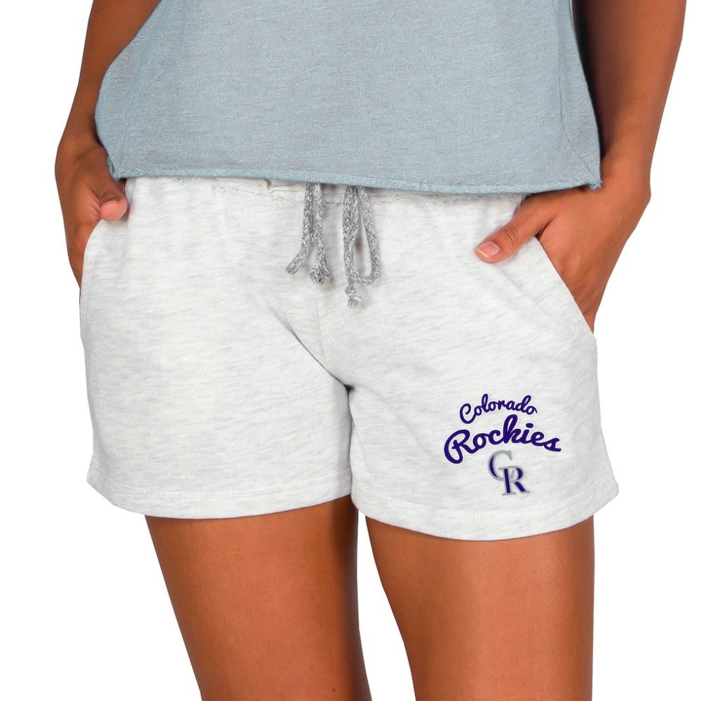 Colorado Rockies Concepts Sport Women's Mainstream French Terry Tri-Blend Shorts - Ash - MLB Sale