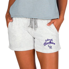 Colorado Rockies Concepts Sport Women's Mainstream French Terry Tri-Blend Shorts - Ash - MLB Sale