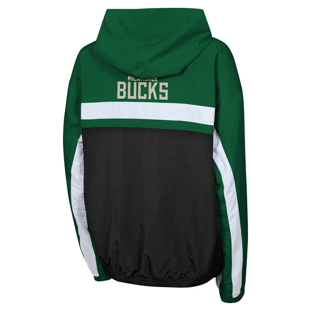 Milwaukee Bucks Youth Headliner Windbreaker Full-Zip Hoodie Jacket Hunter Green