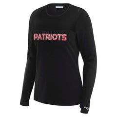 New England Patriots WEAR by Erin Andrews x Gracie Hunt Women's Mesh Panel Long Sleeve T-Shirt Black