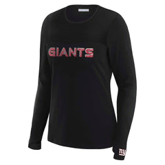 New York Giants WEAR by Erin Andrews x Gracie Hunt Women's Mesh Panel Long Sleeve T-Shirt Black