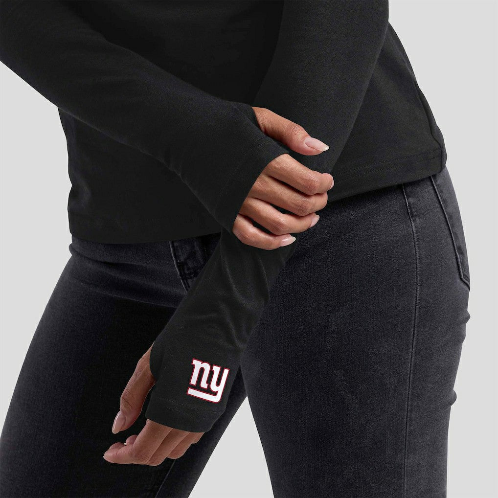 New York Giants WEAR by Erin Andrews x Gracie Hunt Women's Mesh Panel Long Sleeve T-Shirt Black