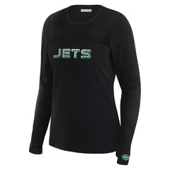 New York Jets WEAR by Erin Andrews x Gracie Hunt Women's Mesh Panel Long Sleeve T-Shirt Black