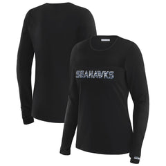 Seattle Seahawks WEAR by Erin Andrews x Gracie Hunt Women's Mesh Panel Long Sleeve T-Shirt Black