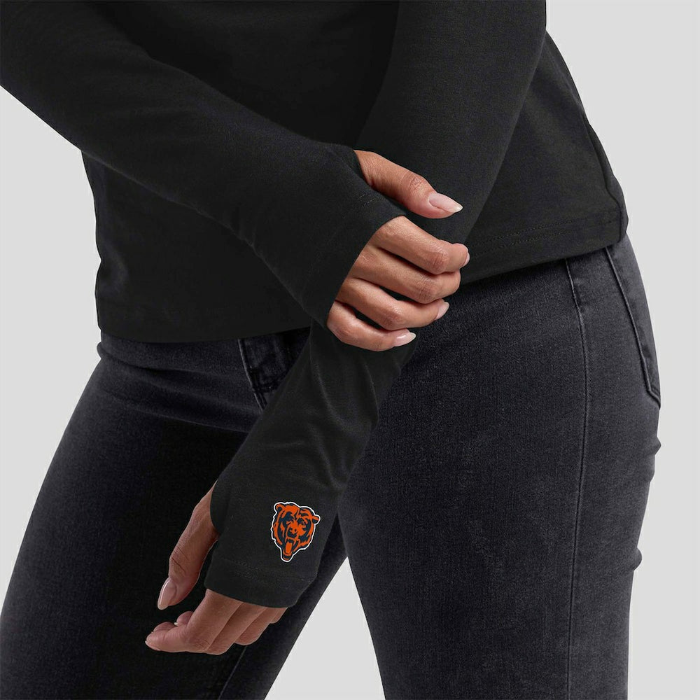 Chicago Bears WEAR by Erin Andrews x Gracie Hunt Women's Mesh Panel Long Sleeve T-Shirt Black